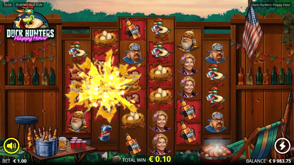 Duck Hunters Happy Hour online Bomb symbol exploding adjacent positions doubling multipliers
